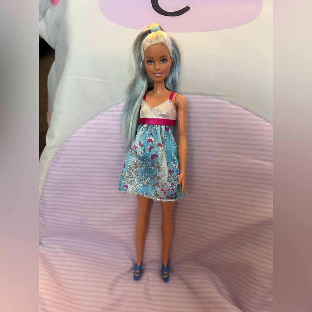Barbie Doll in Blue and Pink Dress